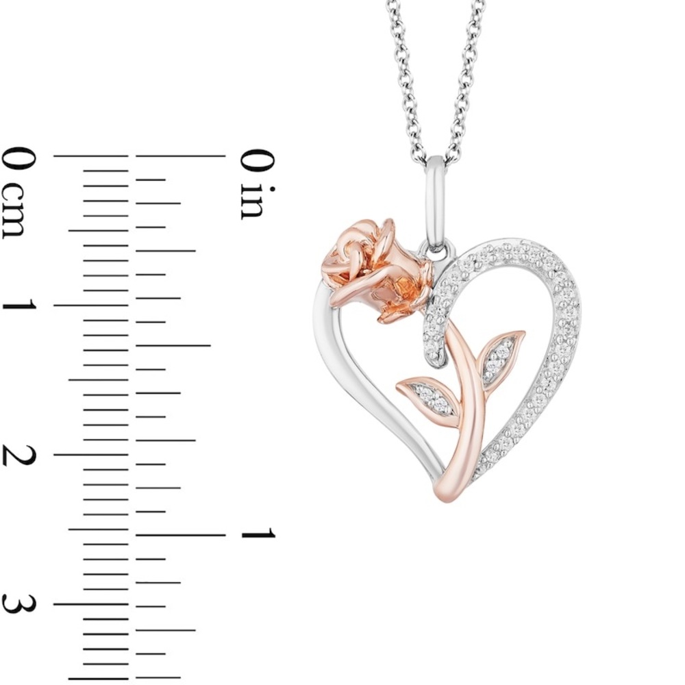 Enchanted Disney Belle Diamond Rose and Heart Pendant - Picture 3 of 3